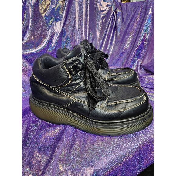 Rare Vtg Made in England Black Lace Up Classic Chunky Doc Dr Martens Sz 8 Mens - Picture 3 of 8